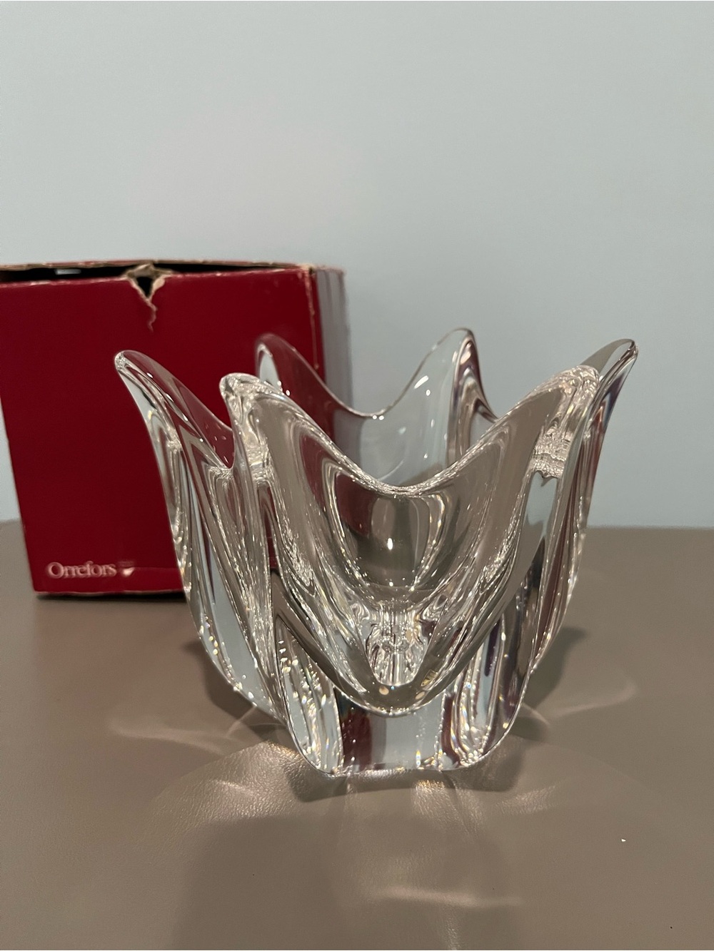 Orrefors Kosta Boda Clear Crystal Sculptural Bowl